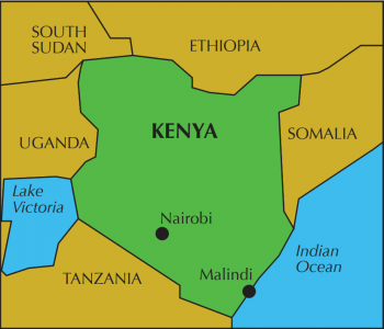 Map of Kenya.